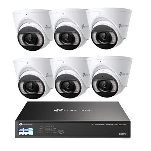 Tp-Link 8MP 8CH CCTV Kit: 6 x IP Turret Cameras (Full-Colour Speaker / Mic / Light) + 8CH NVR